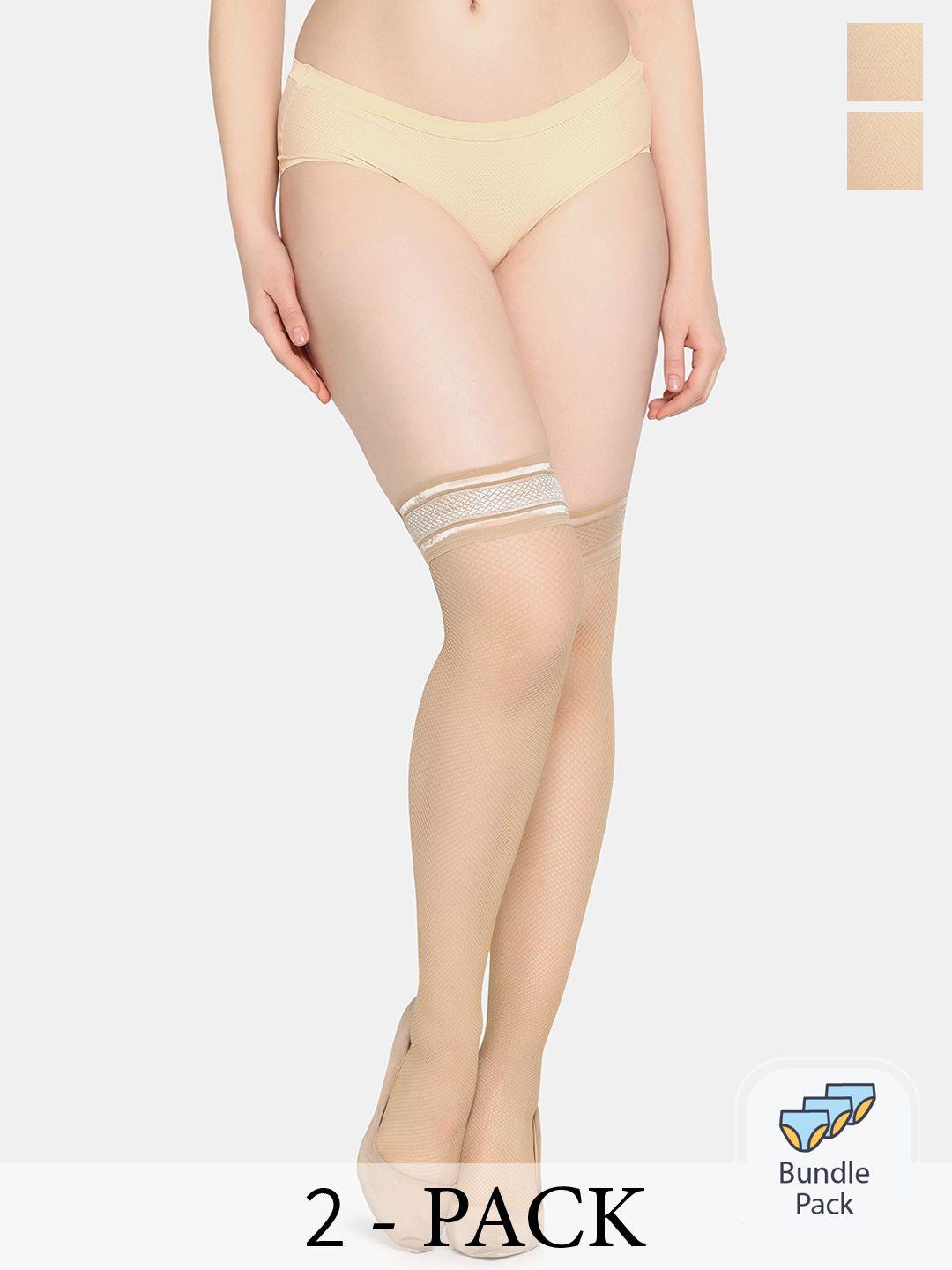 da intimo pack of 2 semi sheer net stockings