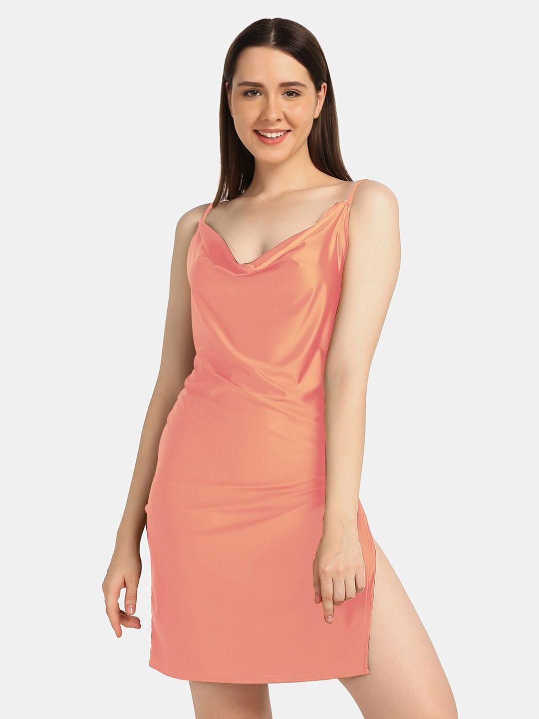 da intimo peach-coloured shoulder straps satin baby doll