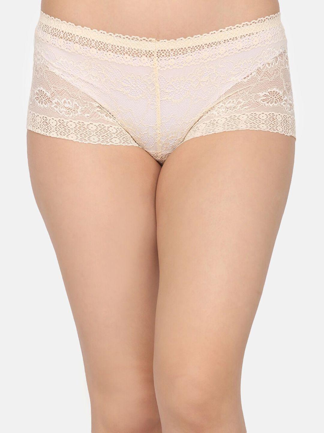 da intimo women beige self design plus size lace boy-shorts diu-300 beige-c20