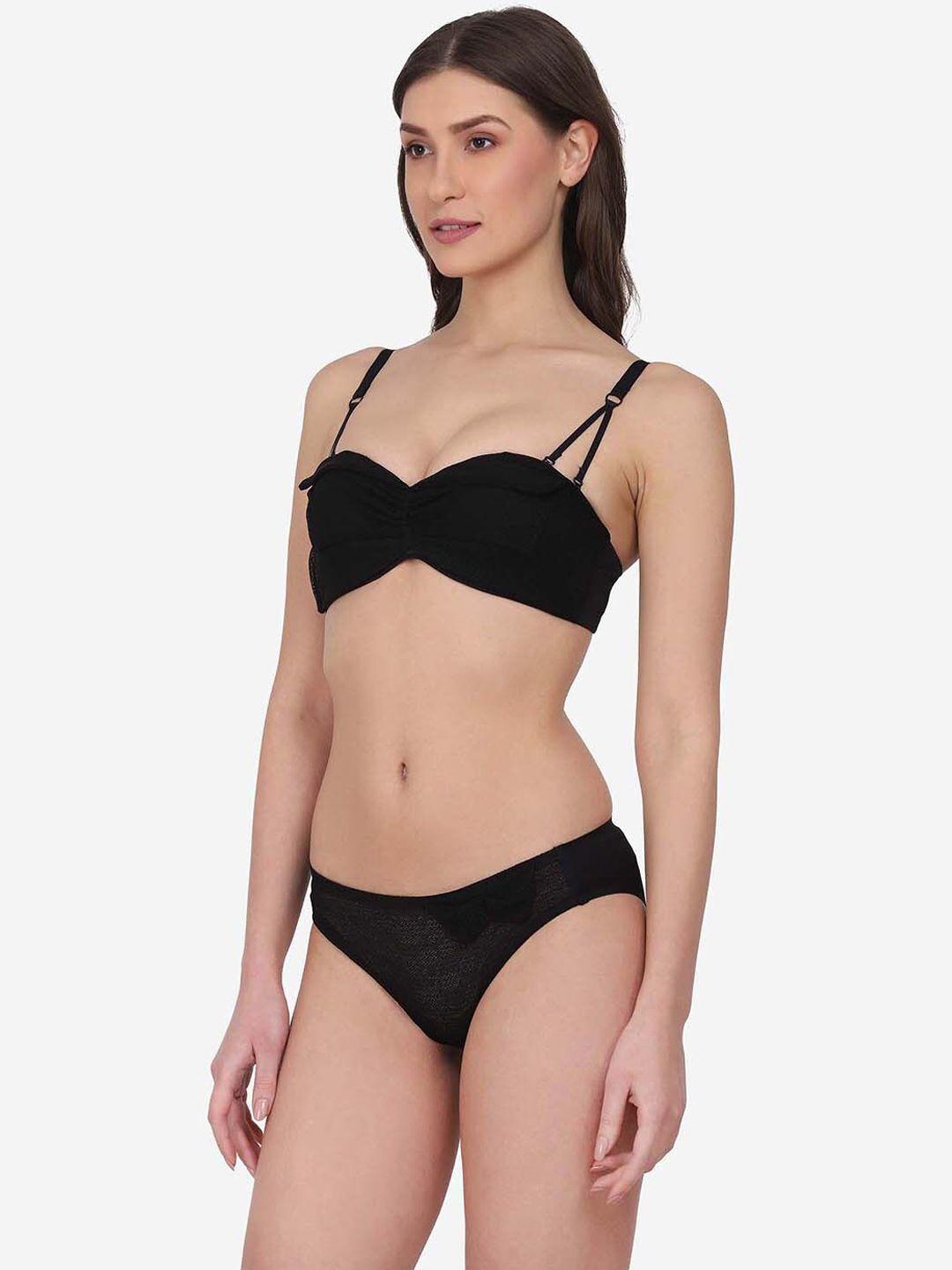 da intimo women black solid lingerie set di-1346 black-c22