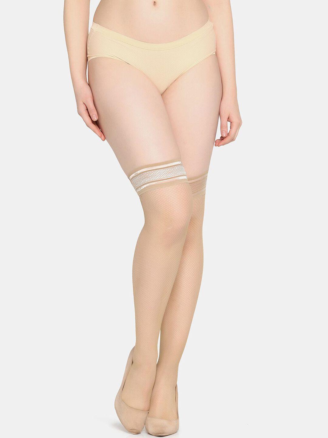 da intimo women mid-rise semi sheer net stockings