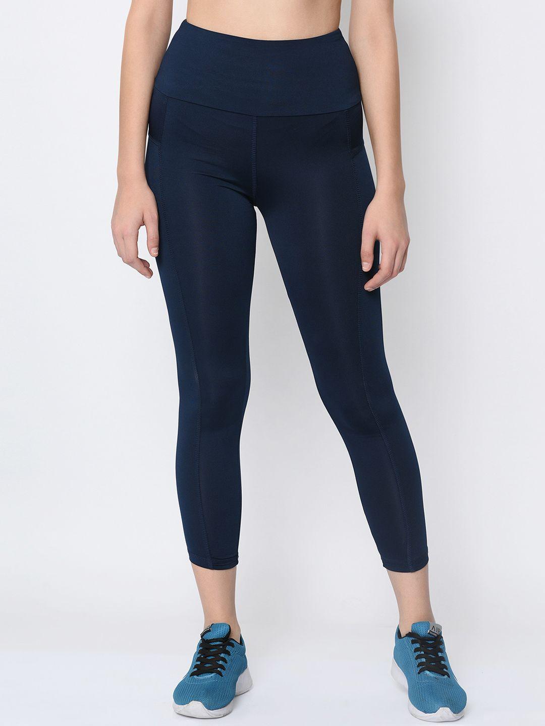 da intimo women navy blue solid skinny-fit tights