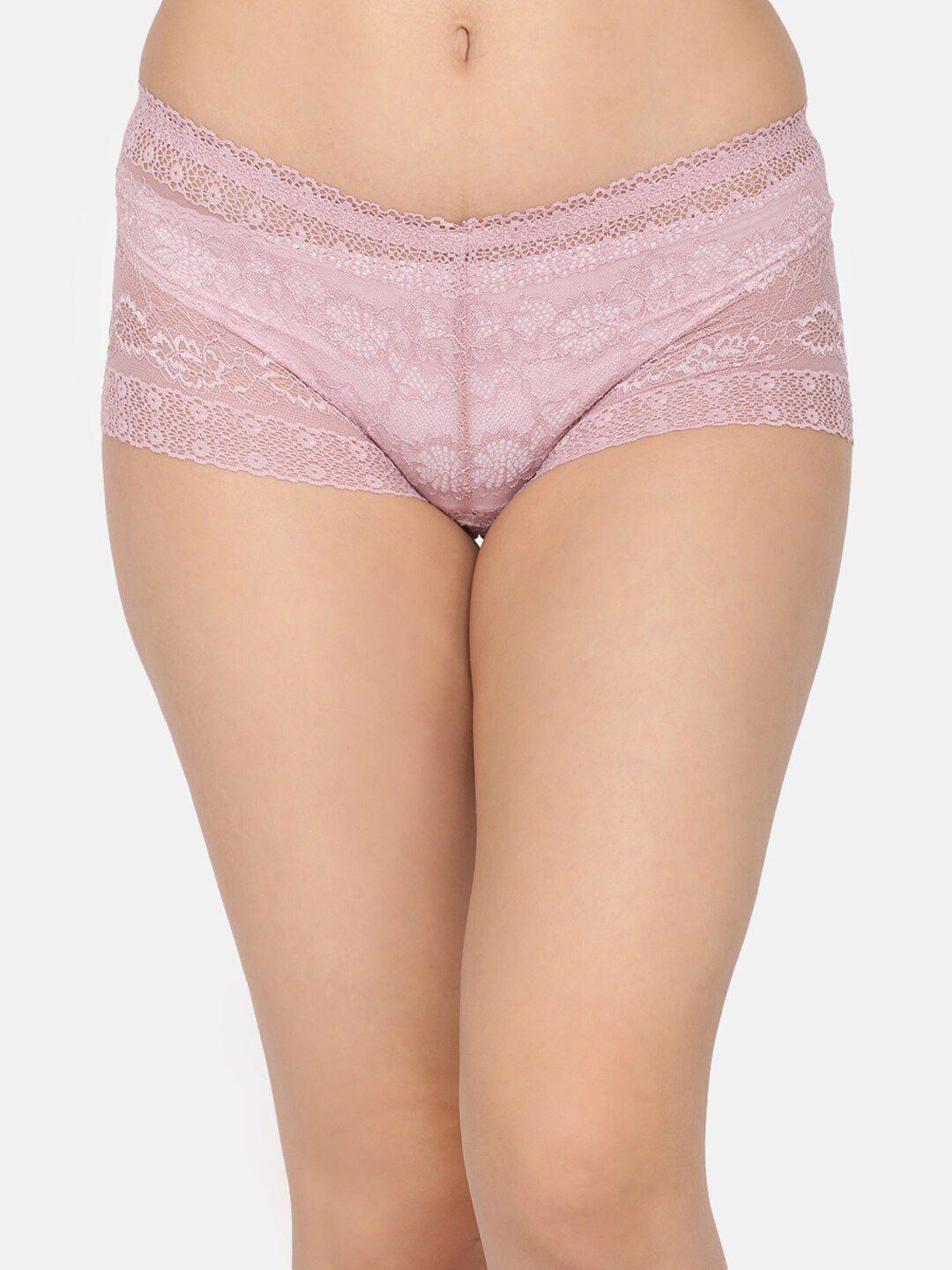 da intimo women pink lace boy shorts diu-300 peach-c20