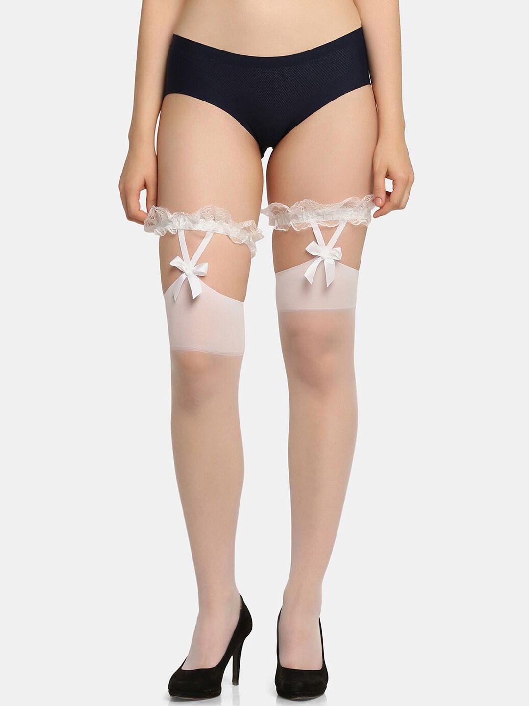 da intimo women white solid lace stockings