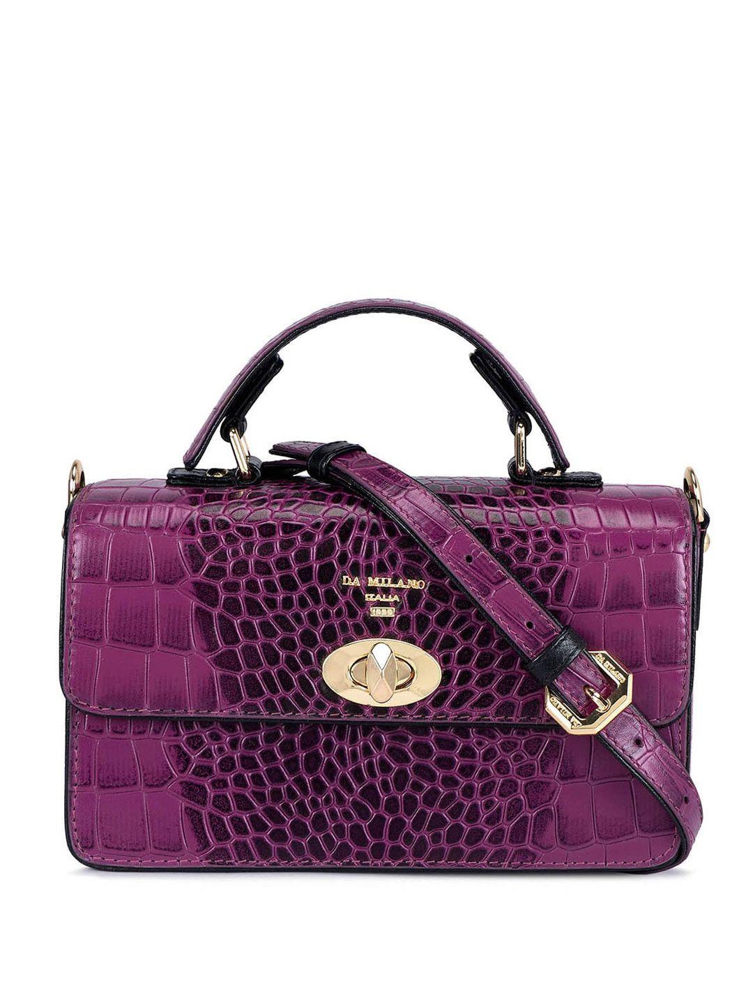 da milano animal textured leather structured satchel