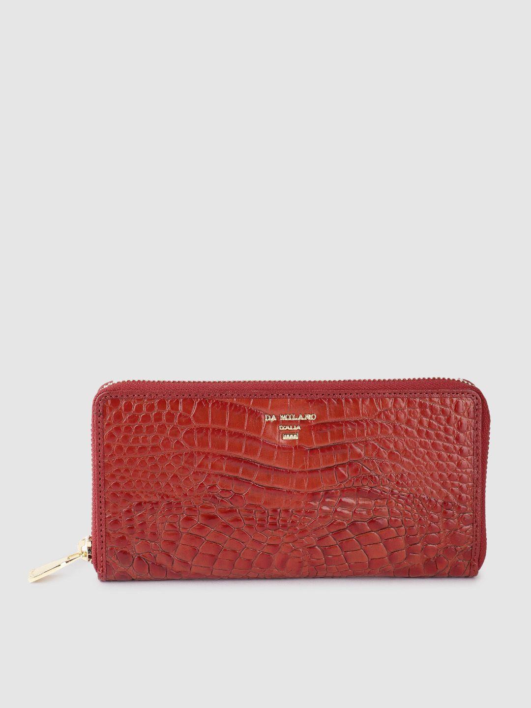 da milano croc textured leather zip around wallet