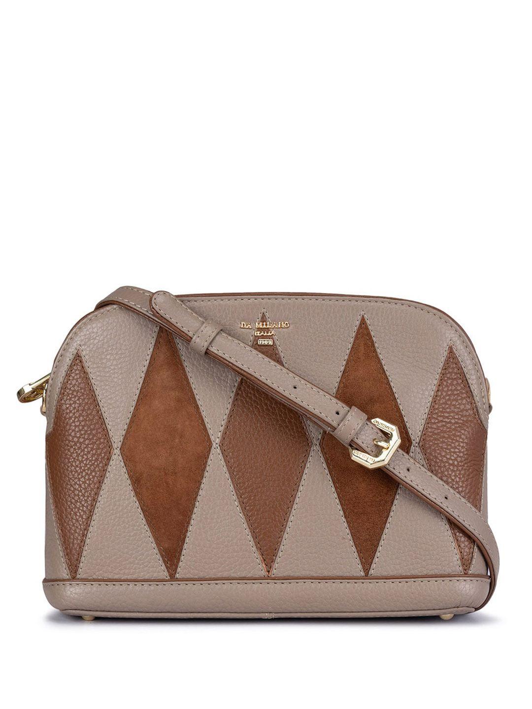 da milano geometric printed leather structured sling bag