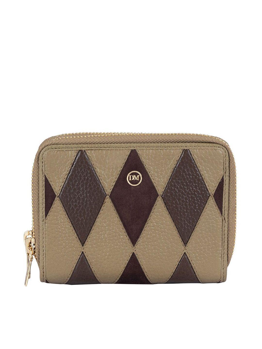 da milano geometric printed leather zip around wallet