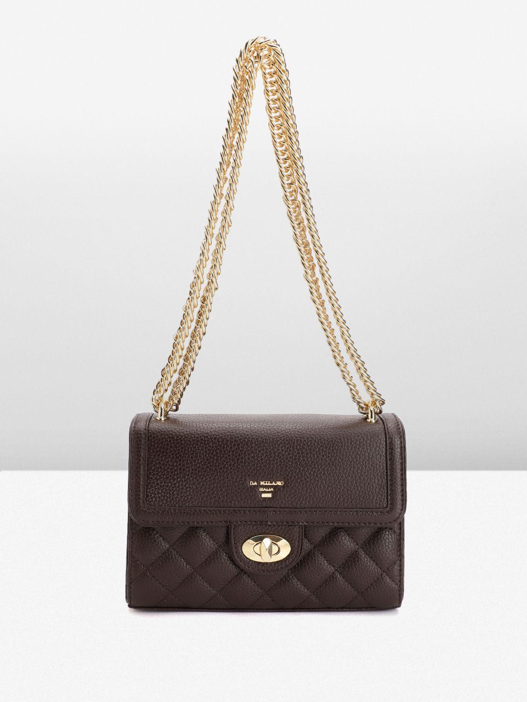 da milano leather structured shoulder bag with quilted detail