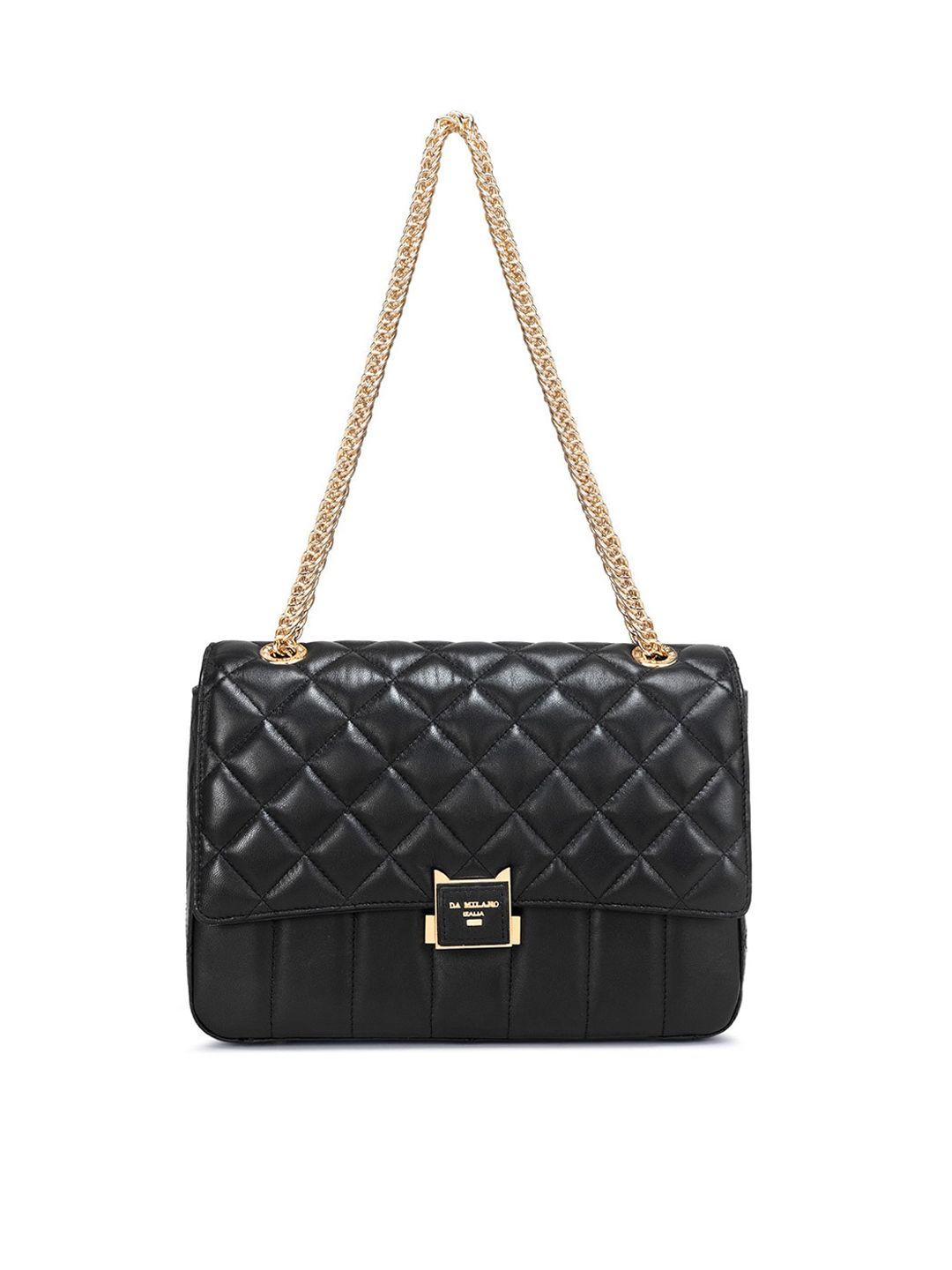 da milano leather structured shoulder bag with quilted