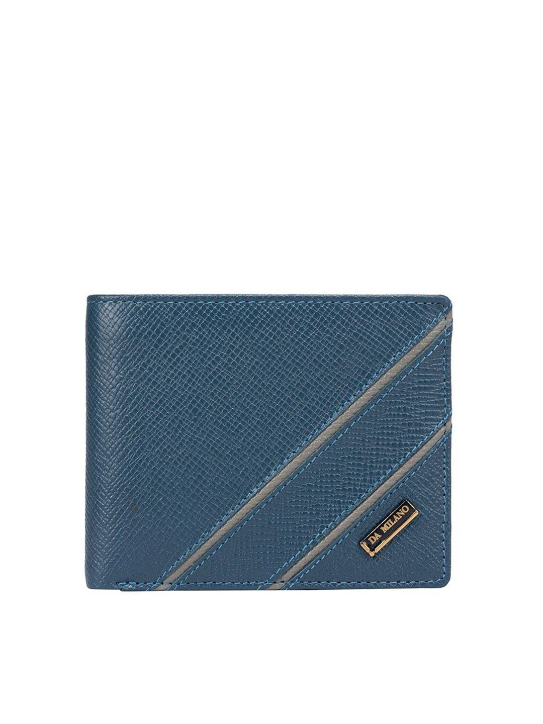 da milano men blue textured cut work leather two fold wallet