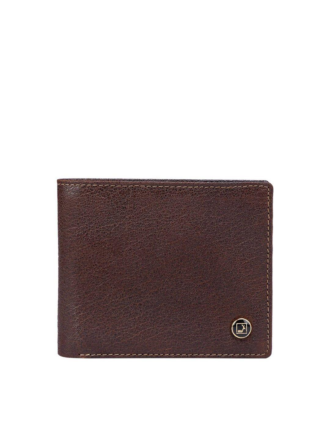 da milano men brown textured cut work leather two fold wallet