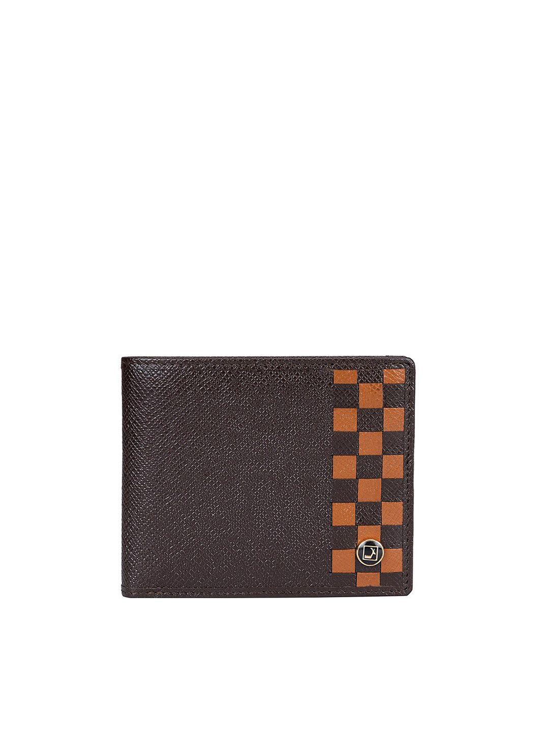 da milano men checked leather two fold wallet with sd card holder