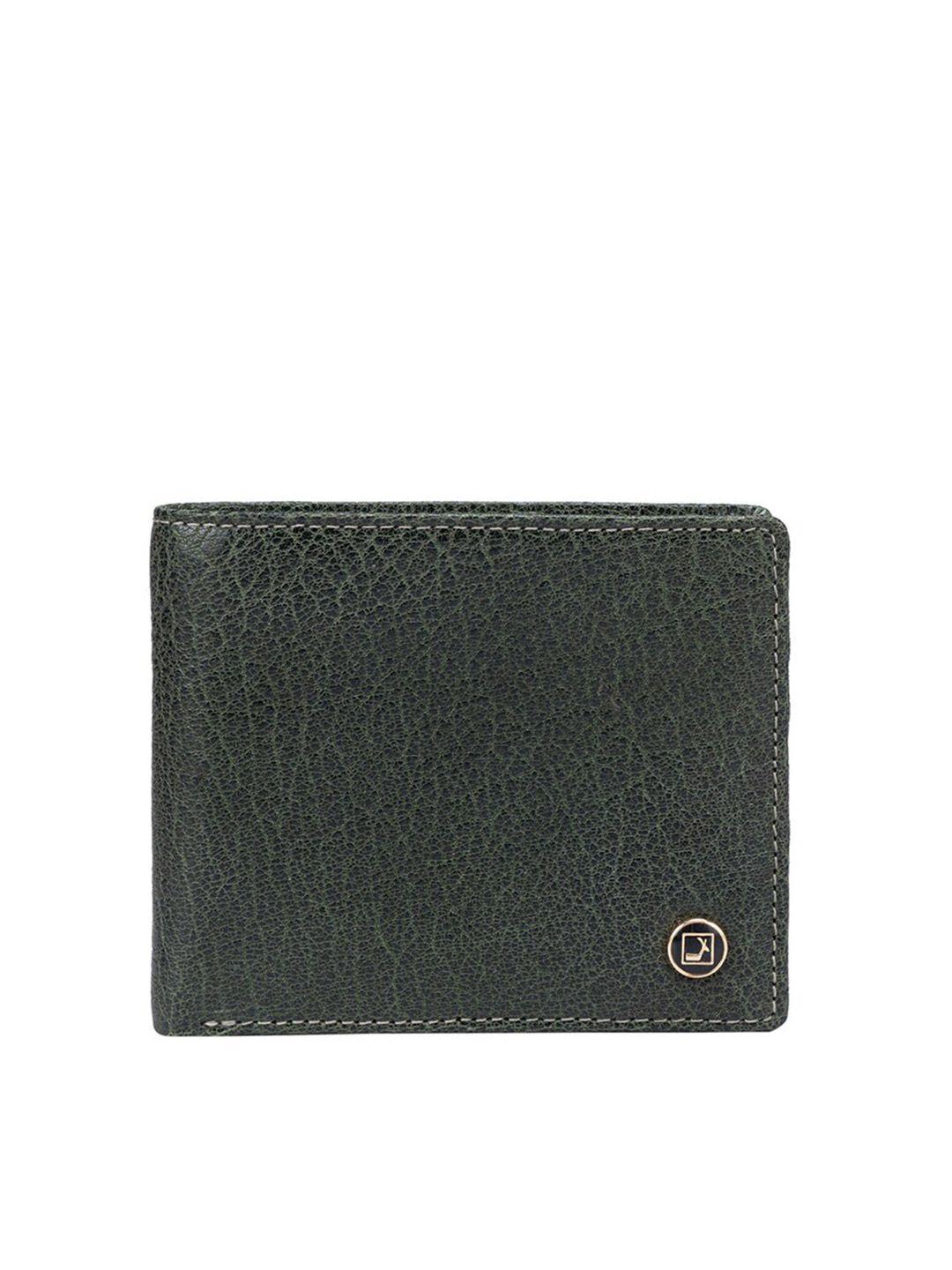 da milano men green textured cut work leather two fold wallet