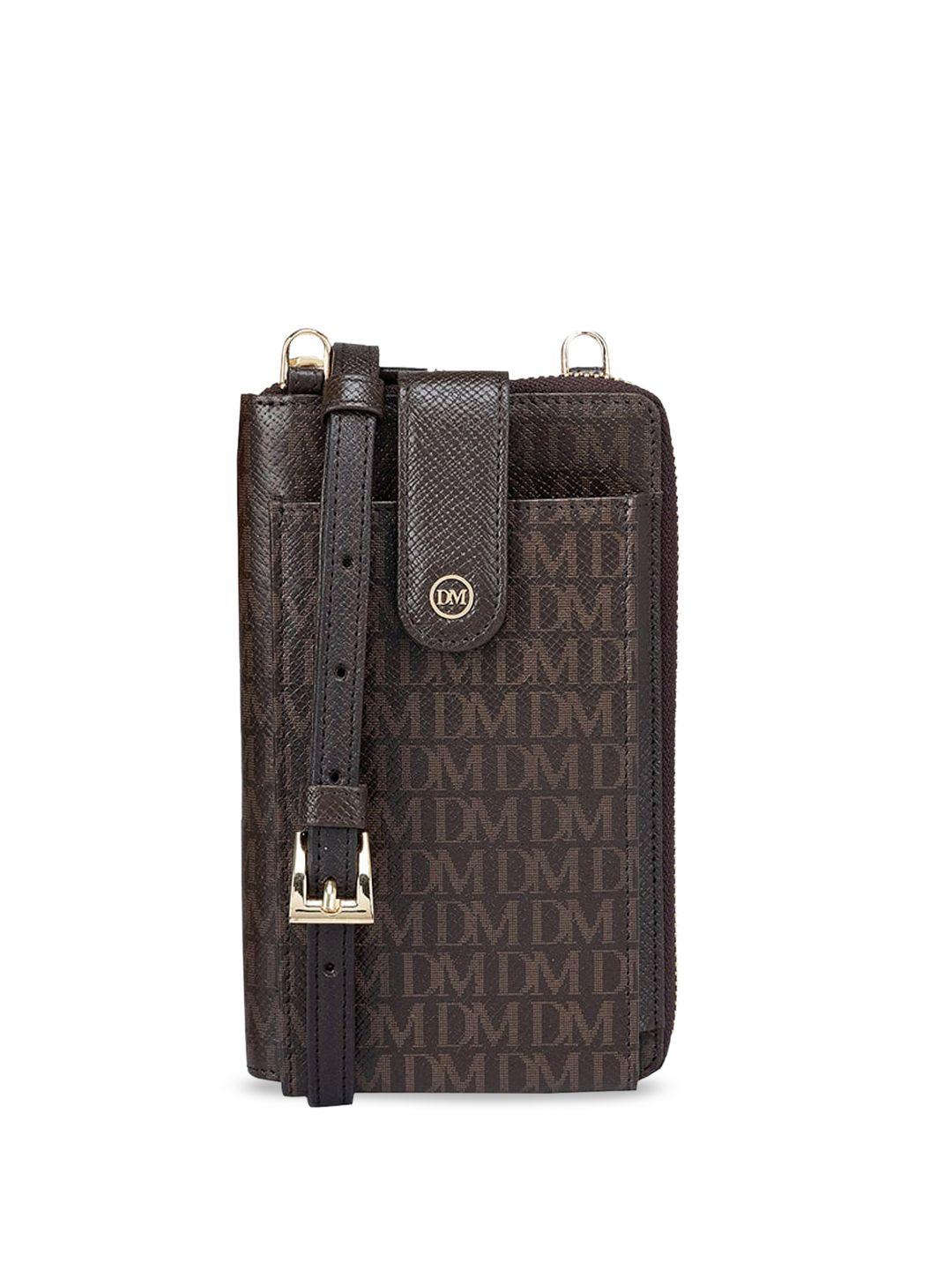 da milano men textured leather mobile pouch with sling strap