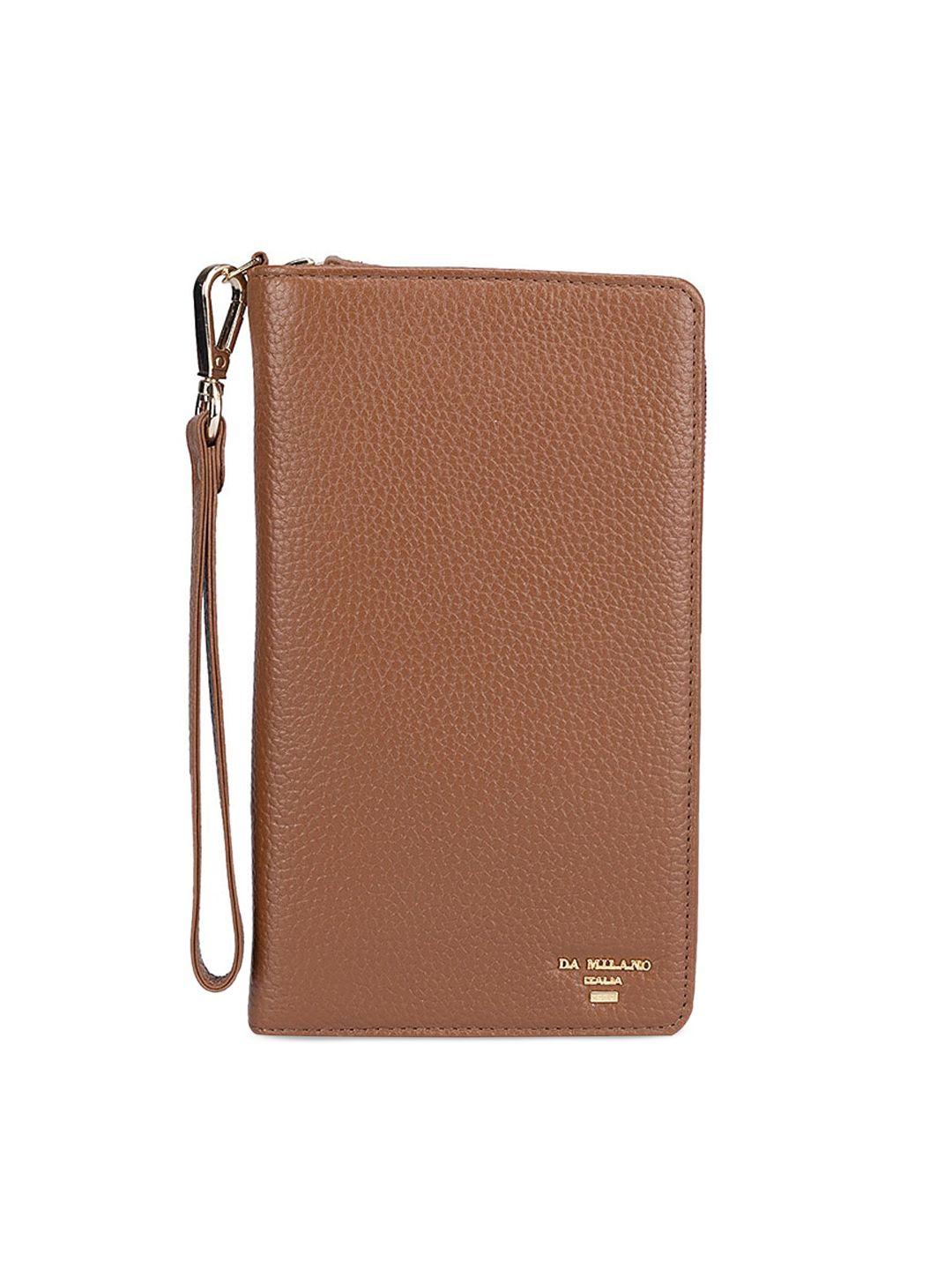 da milano men textured leather passport cover