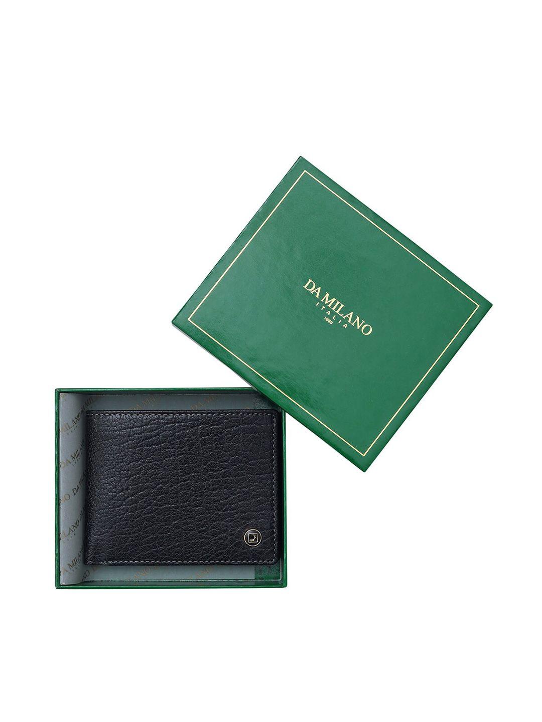 da milano men textured leather two fold wallet