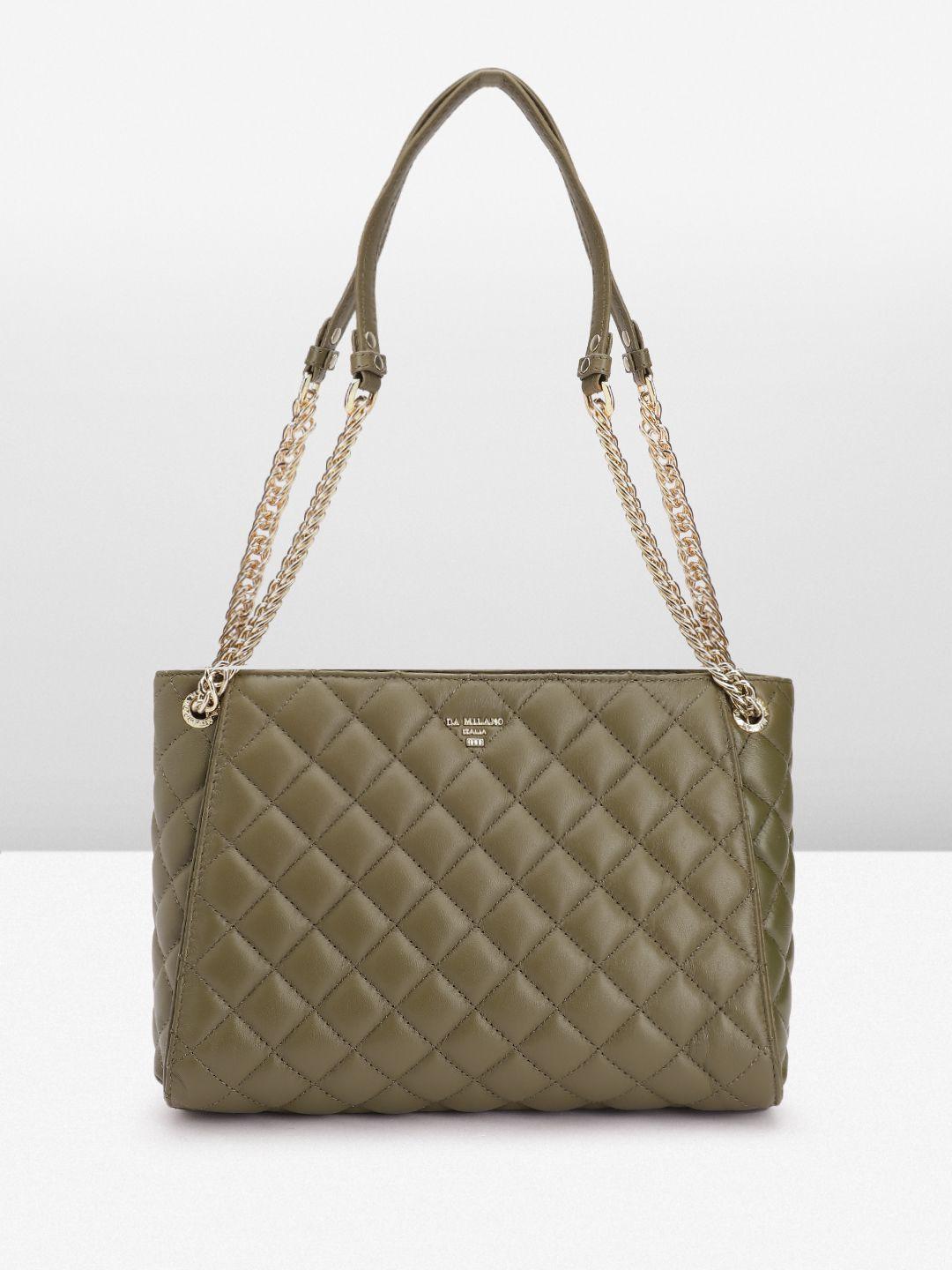 da milano quilted textured leather structured shoulder bag