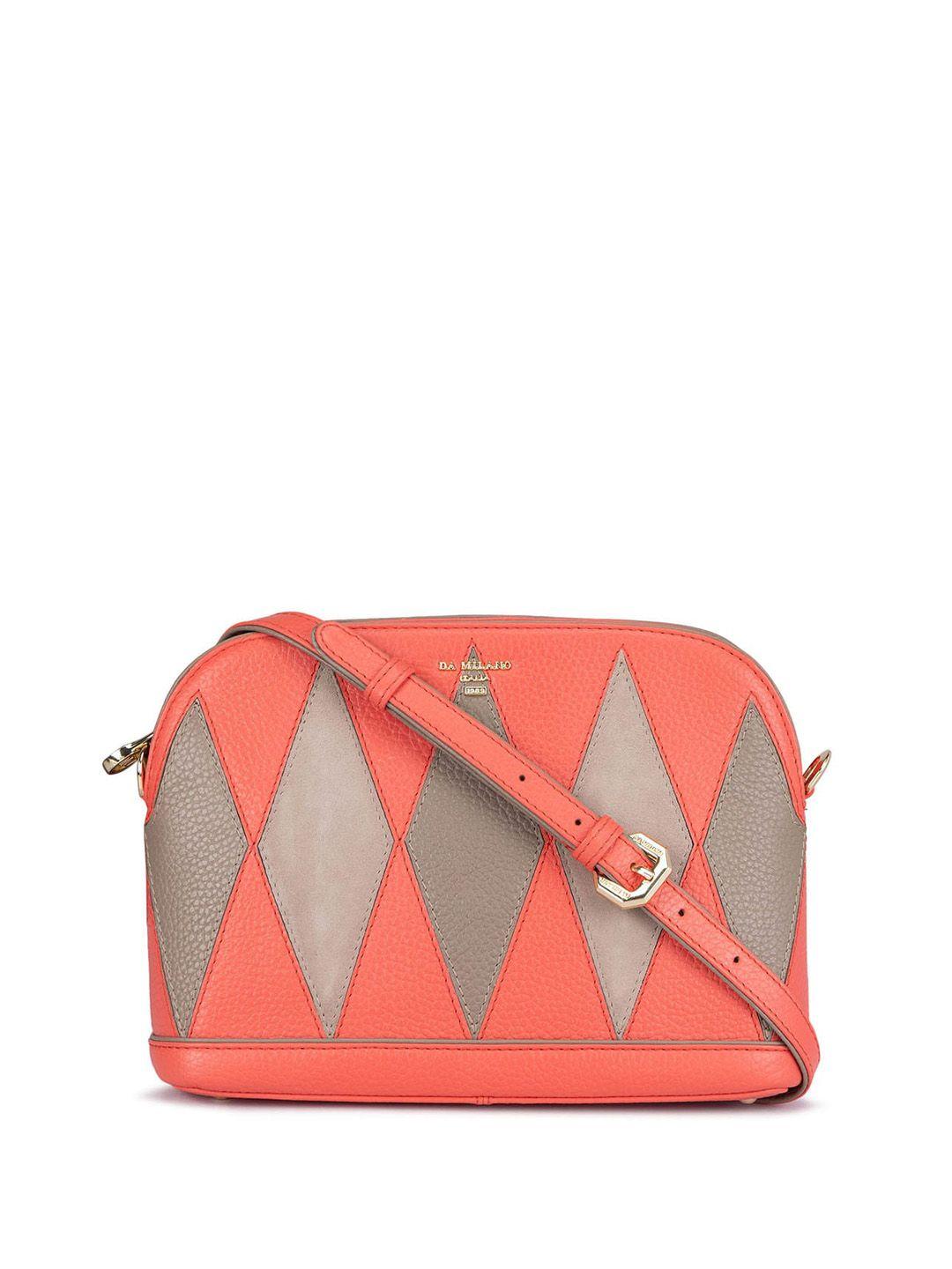 da milano textured colourblocked leather swagger sling bag