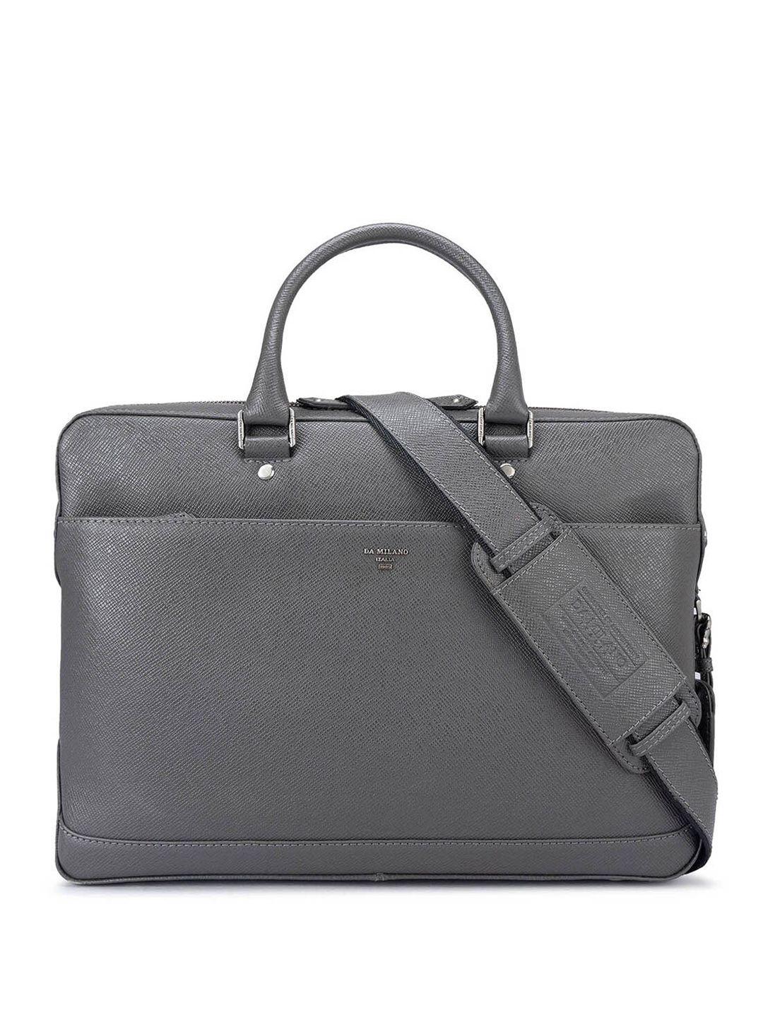da milano textured leather laptop bag -up to 15 inch