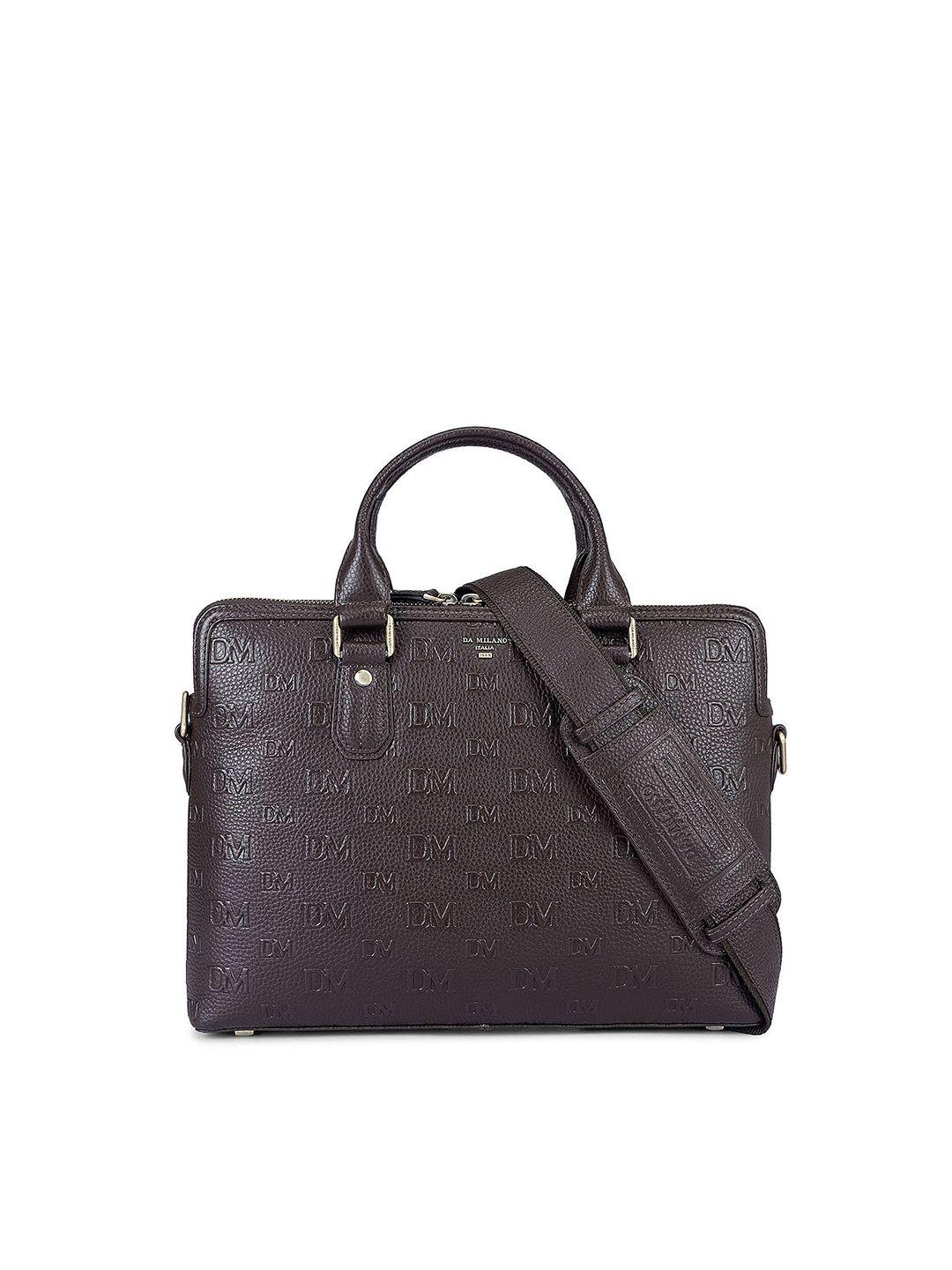 da milano textured leather laptop bag