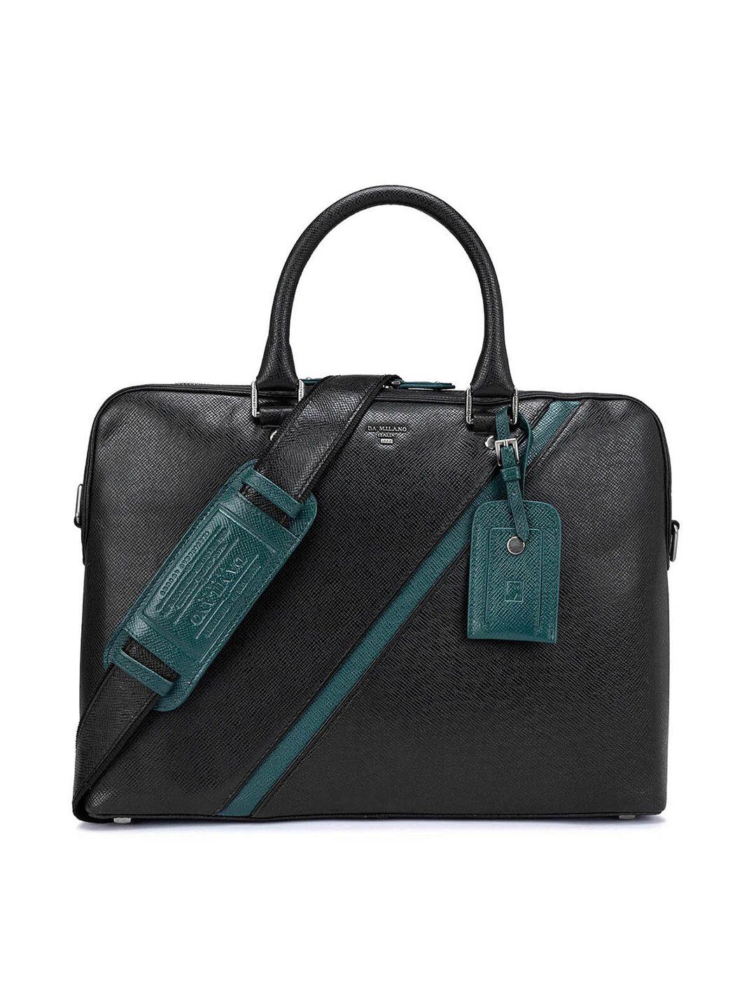 da milano textured leather laptop bag