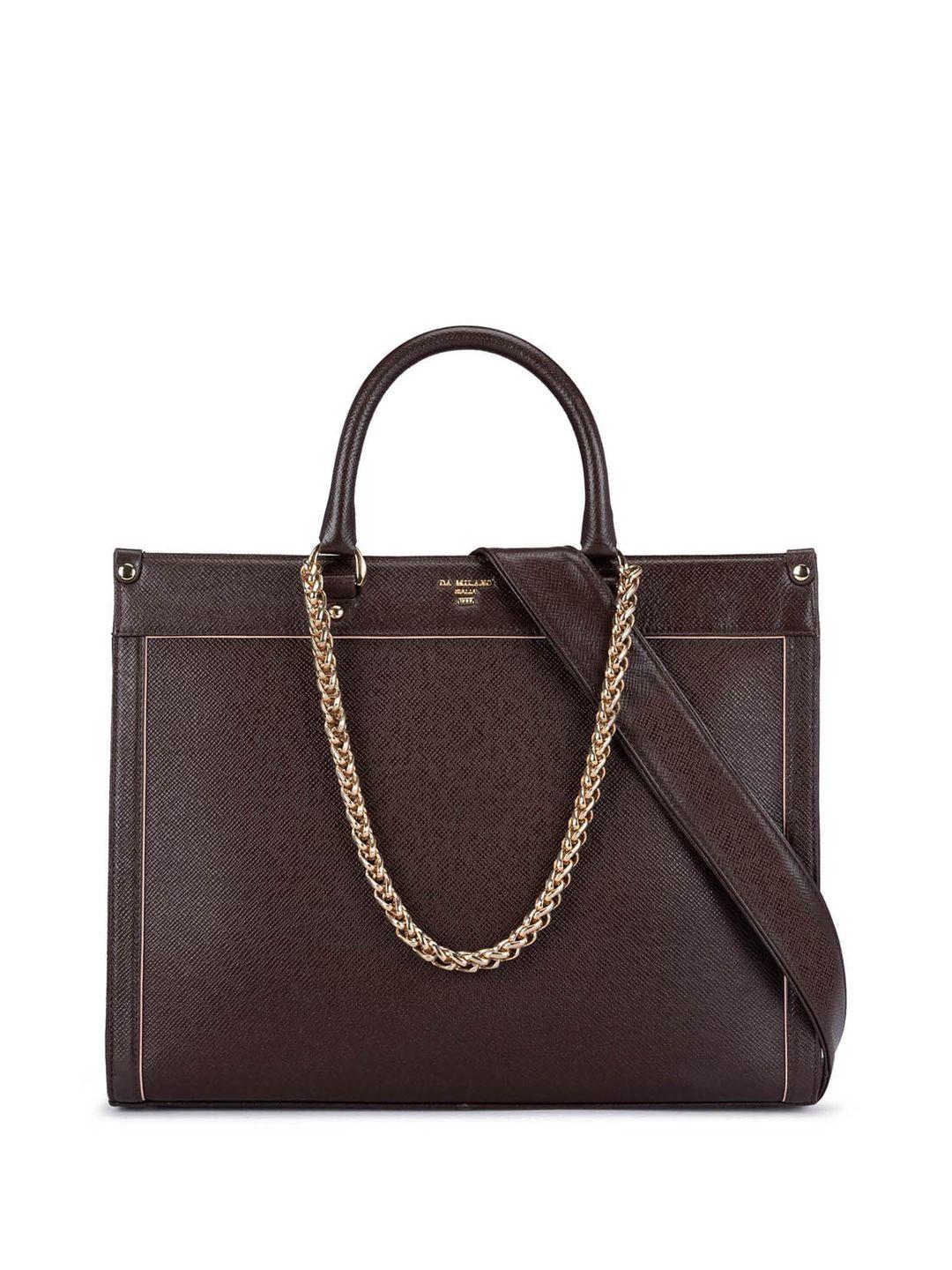 da milano textured leather oversized shopper handheld bag
