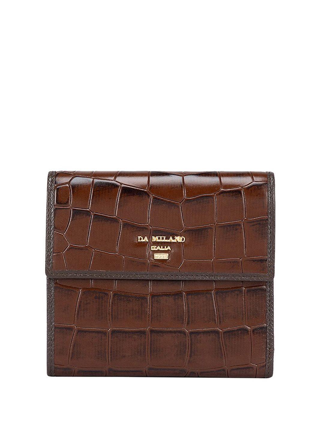 da milano textured leather three fold wallet