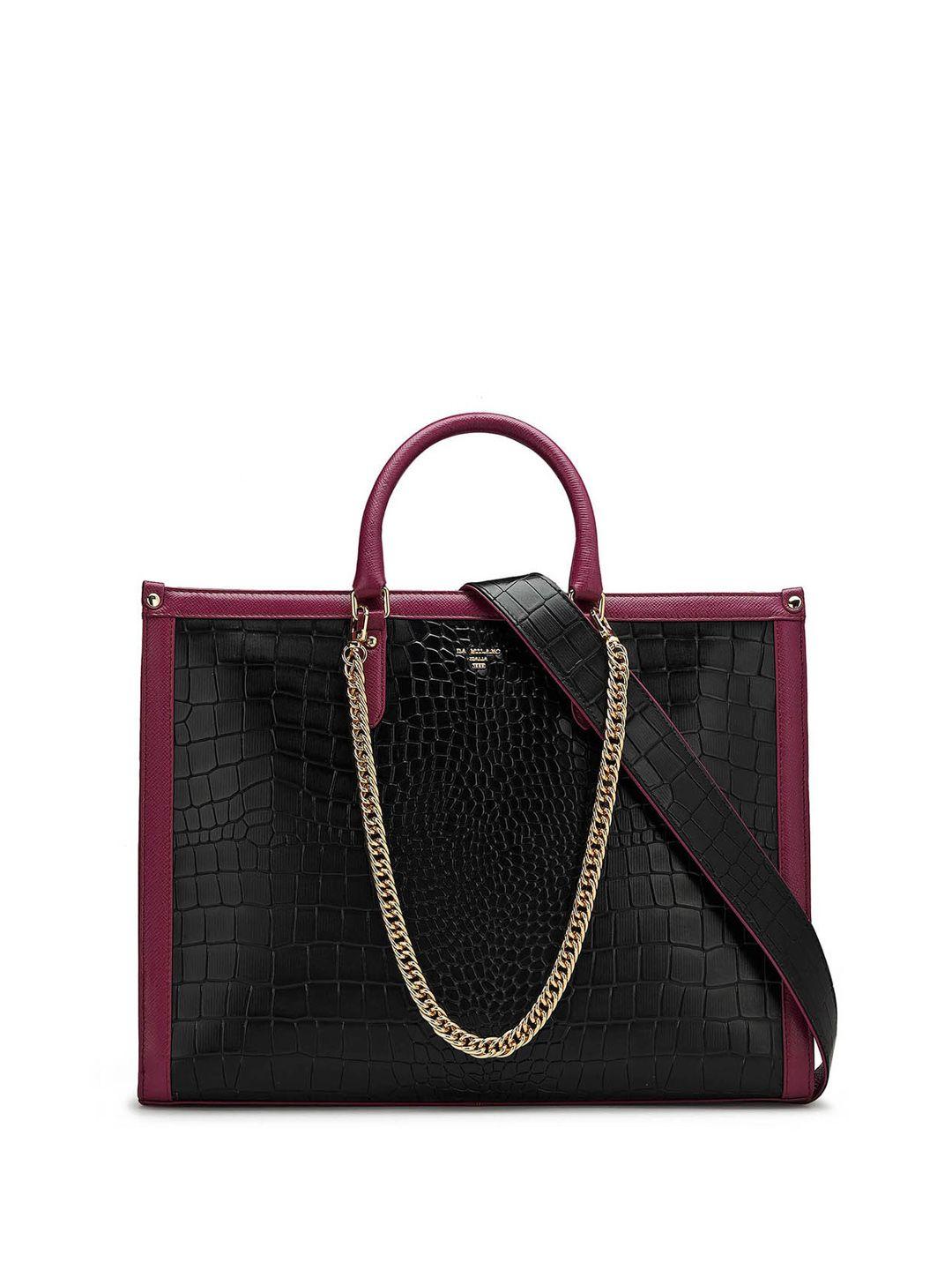 da milano textured structured leather handheld bag