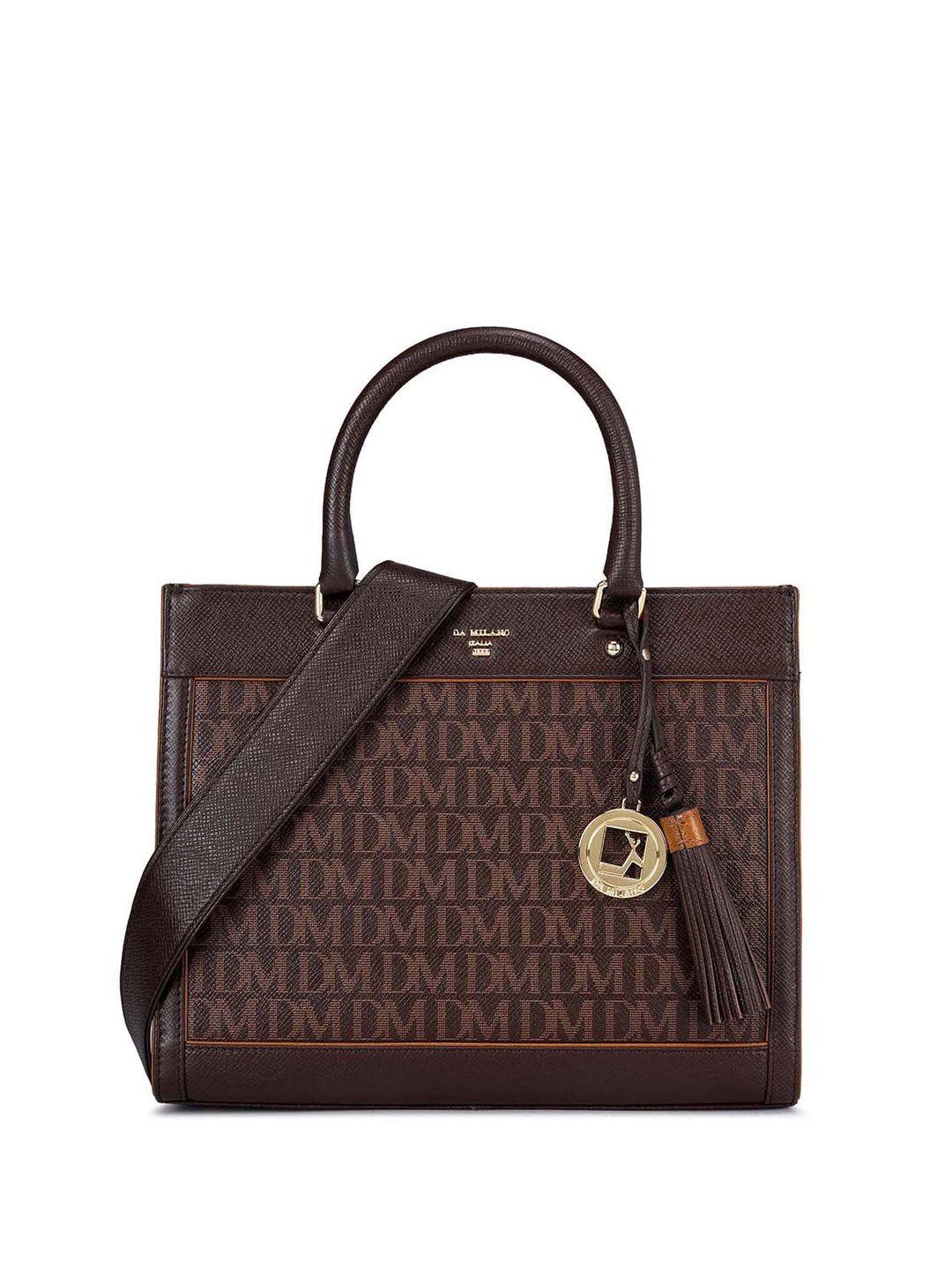 da milano typography printed leather structured satchel