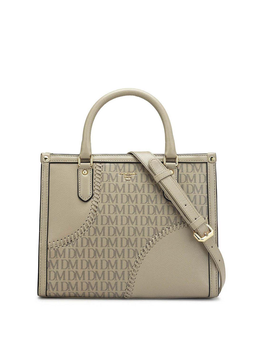 da milano typography printed quilted leather handheld bag