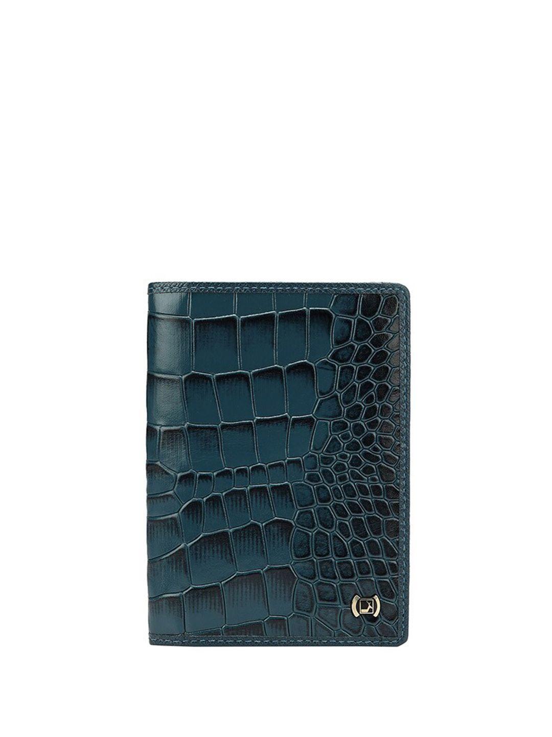 da milano unisex blue abstract textured leather two fold wallet with passport holder