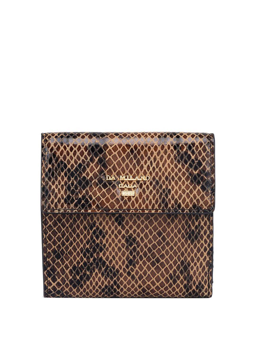 da milano women animal textured leather three fold wallet