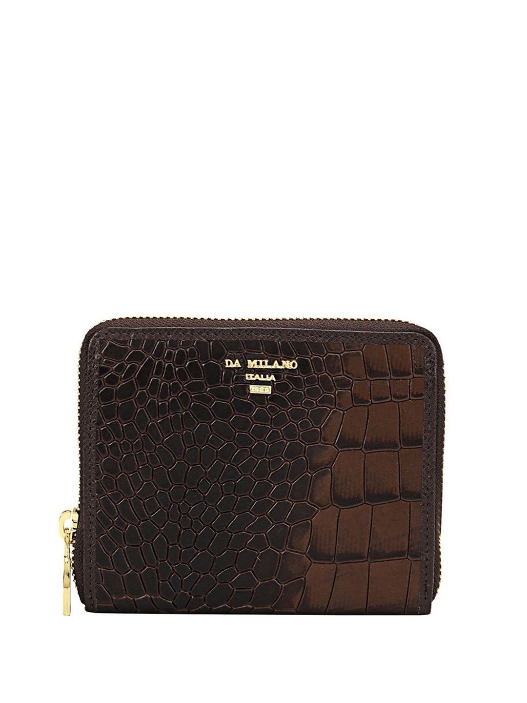 da milano women brown textured leather two fold wallet