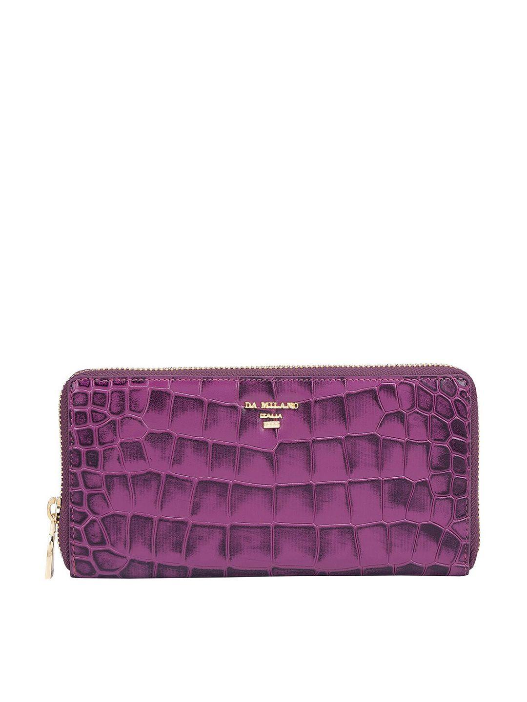 da milano women geometric textured leather zip around wallet