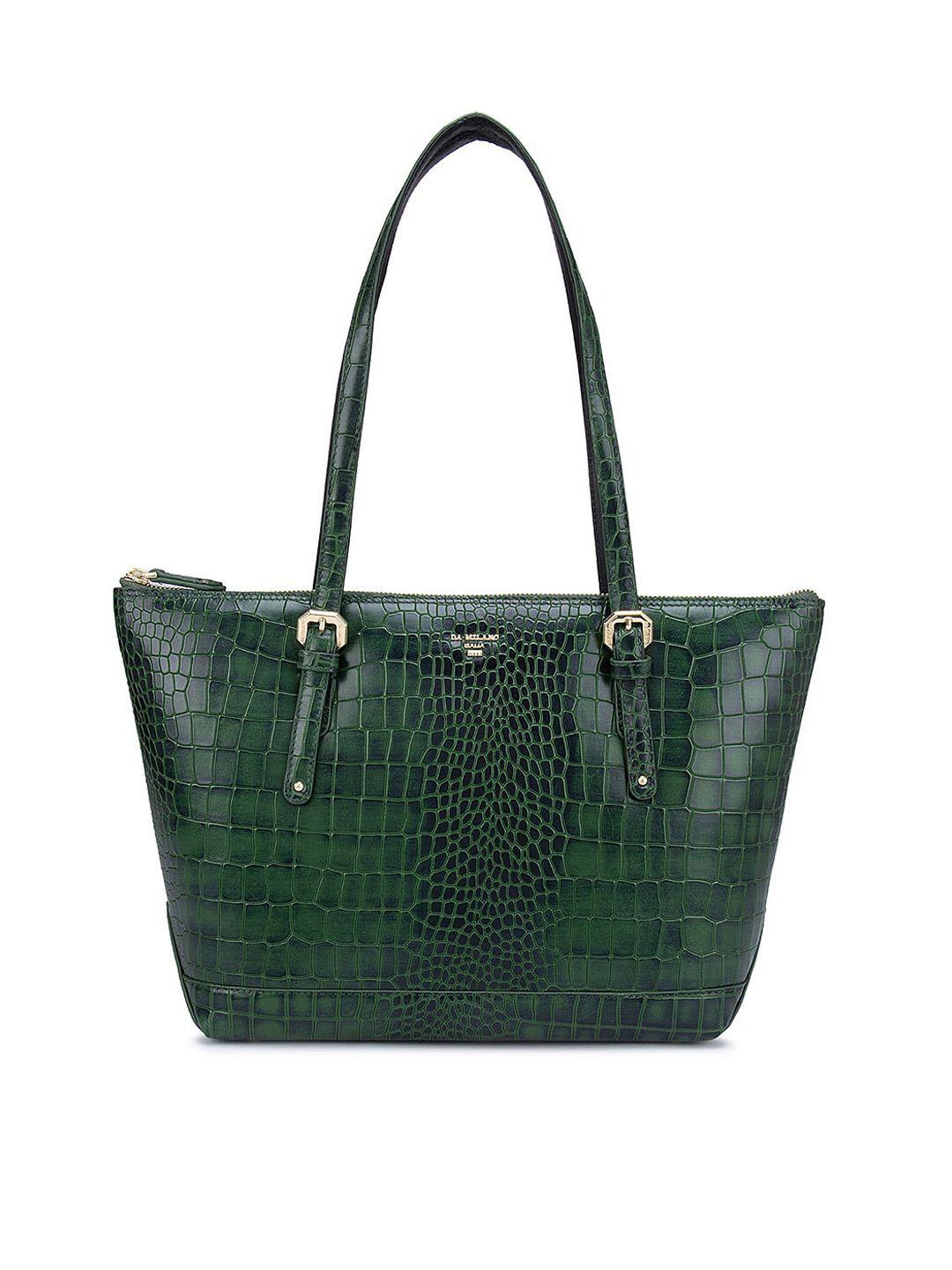 da milano women green animal textured leather structured shoulder bag