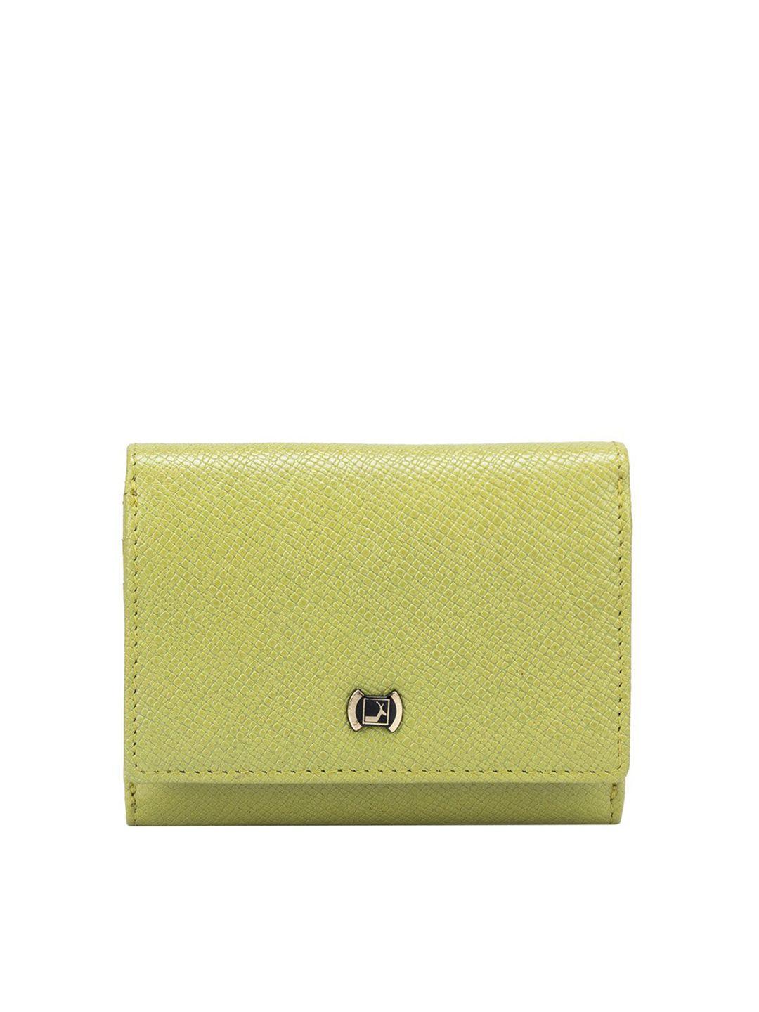 da milano women green textured leather three fold wallet