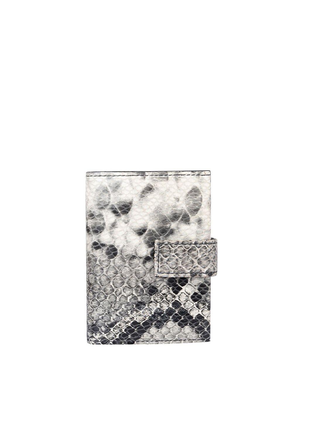 da milano women off white & grey animal textured leather three fold wallet