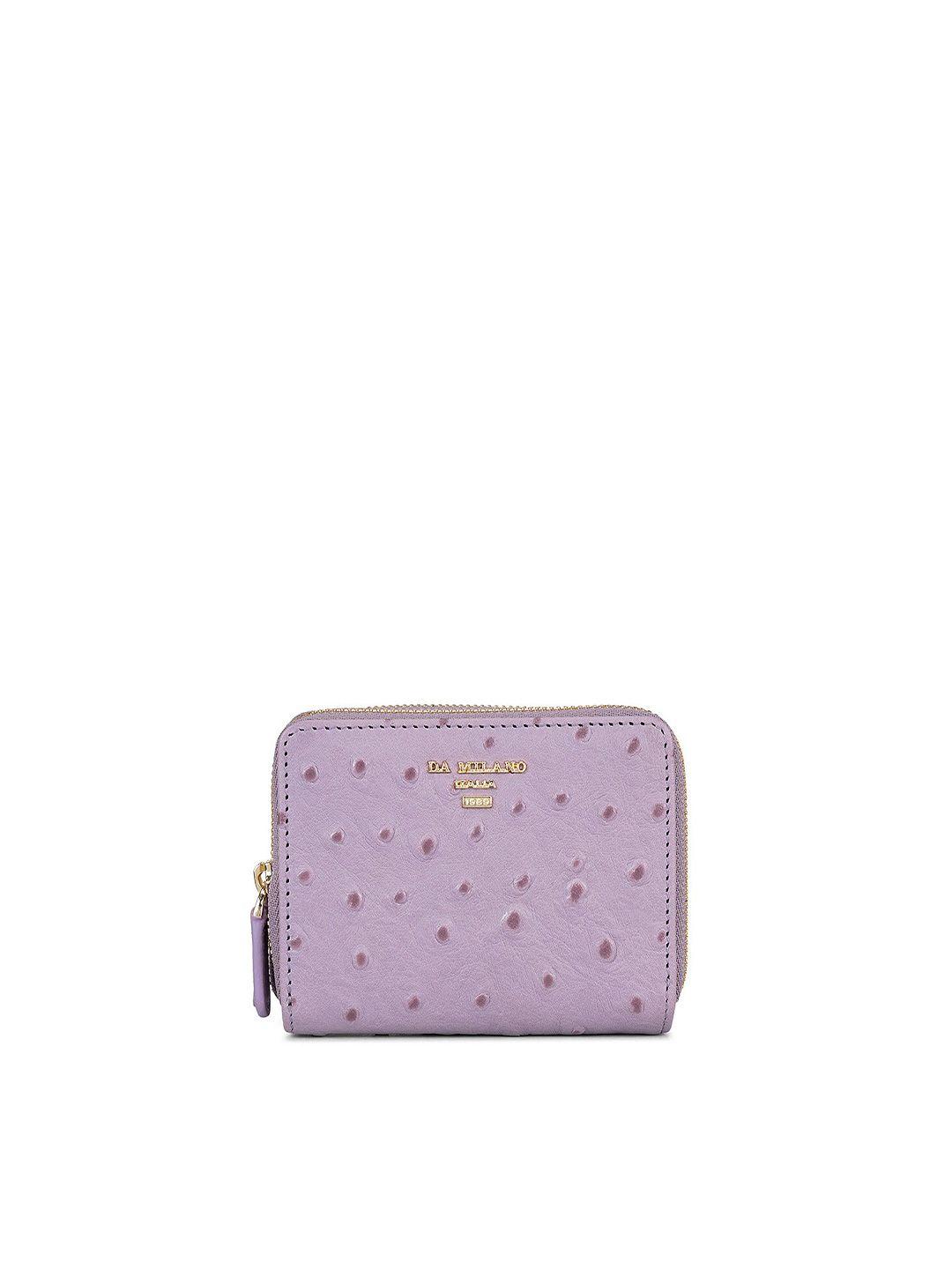 da milano women purple & gold-toned textured leather zip around wallet