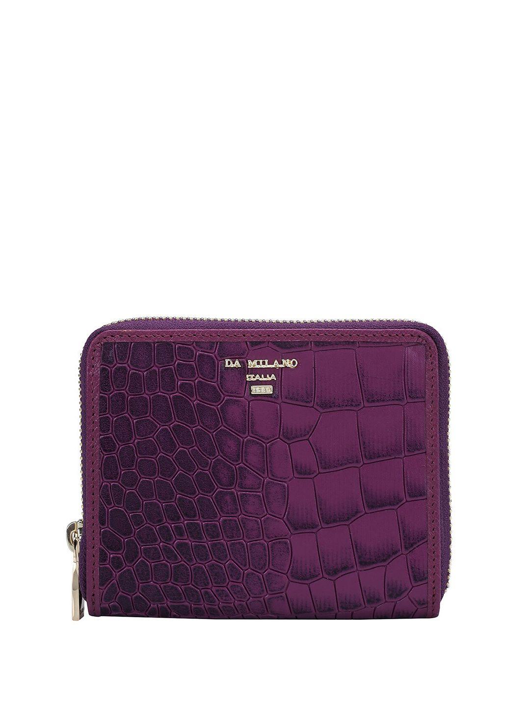 da milano women purple textured leather two fold wallet