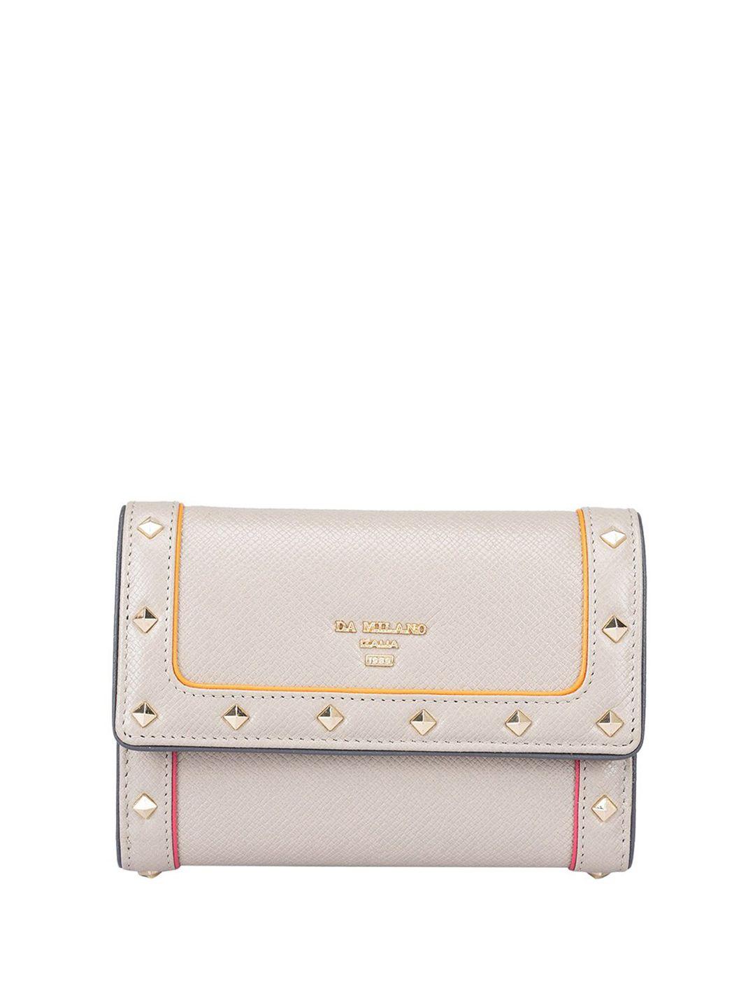da milano women textured embellished leather three fold wallet