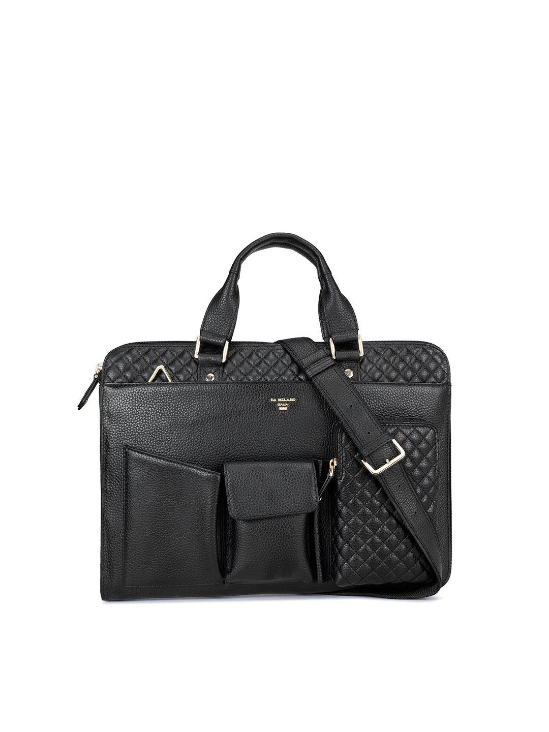 da milano women textured leather laptop bag