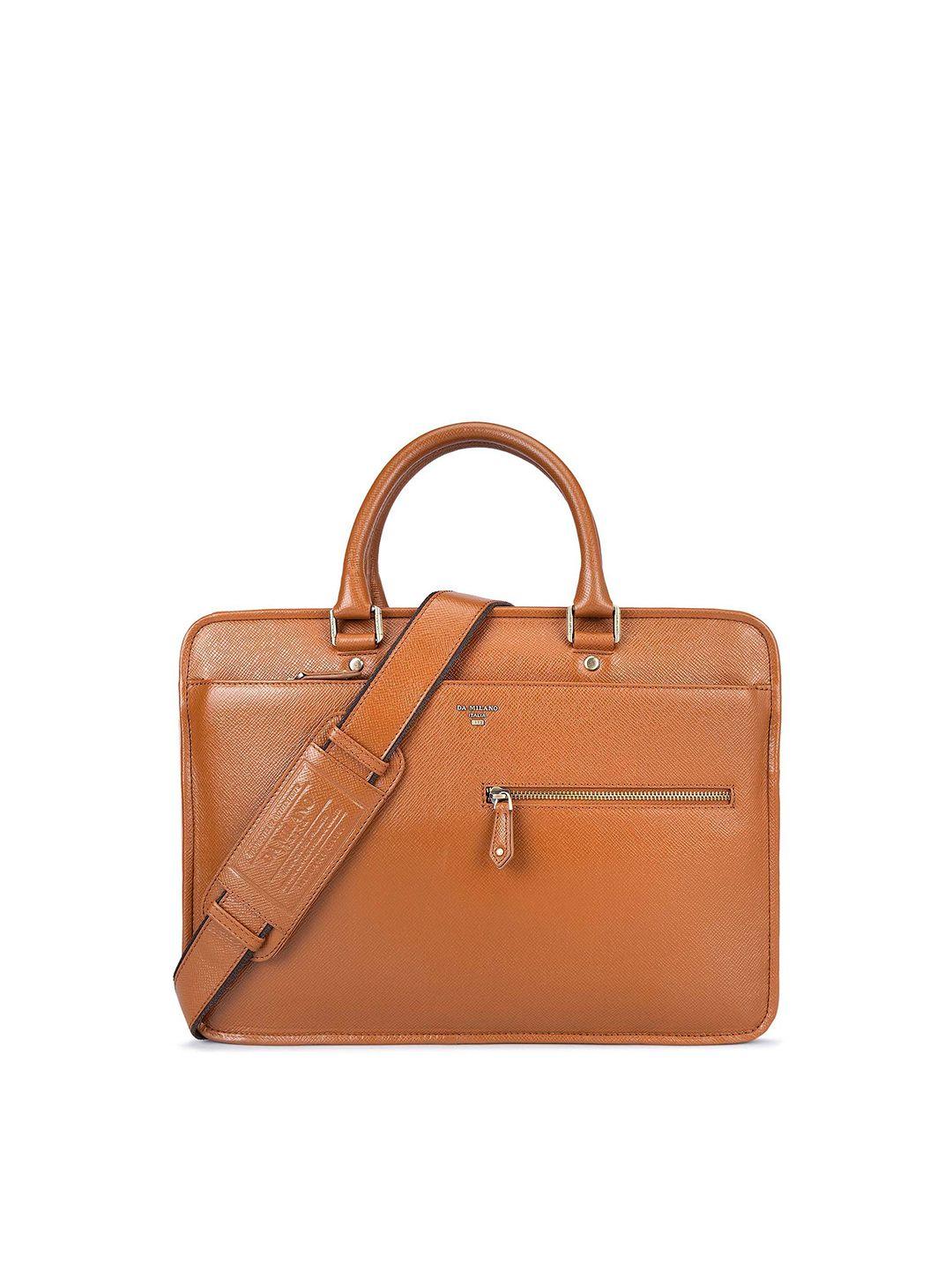 da milano women textured leather laptop bag