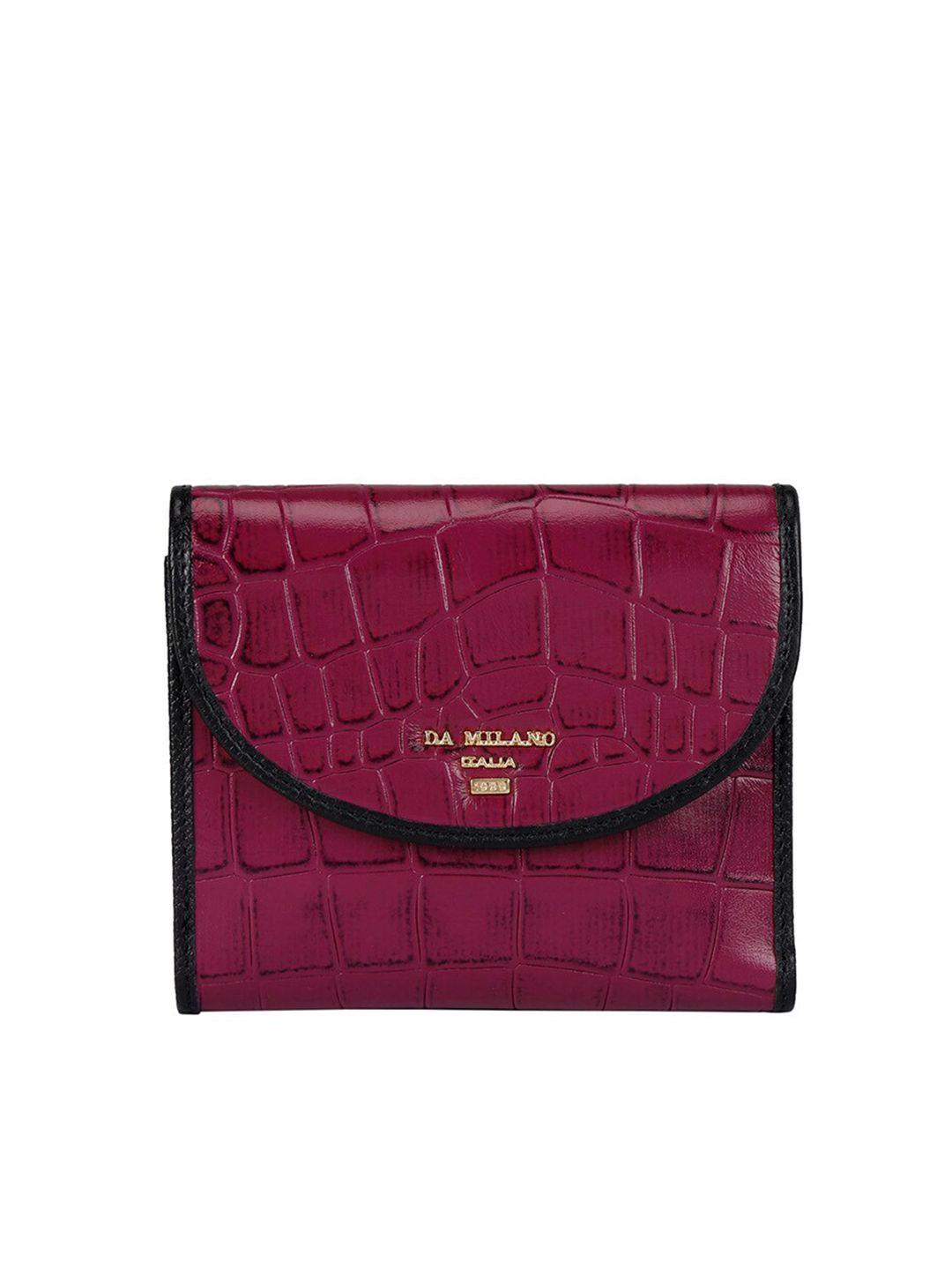 da milano women textured leather three fold wallet