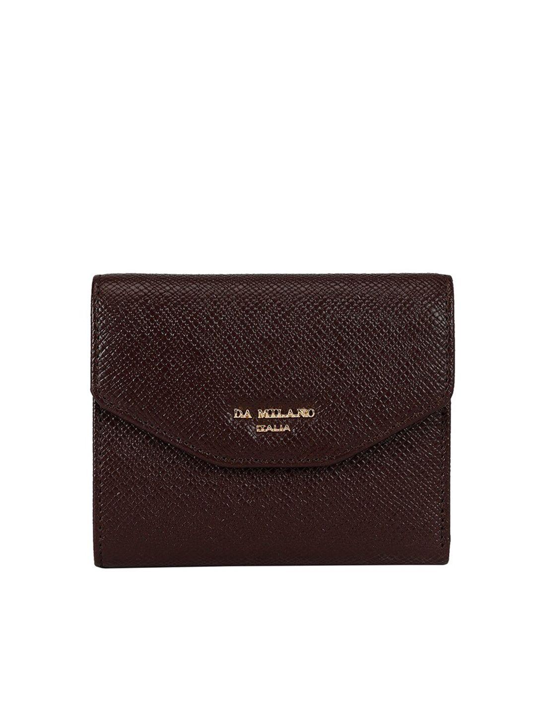 da milano women textured leather three fold wallet