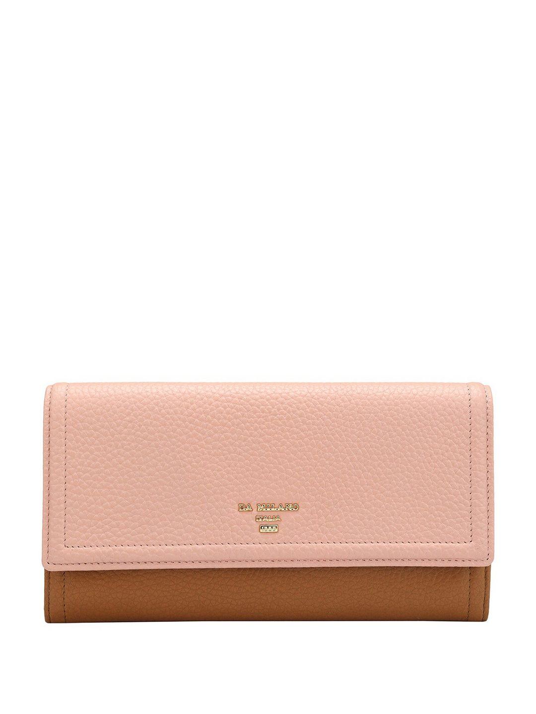 da milano women textured leather three fold wallet