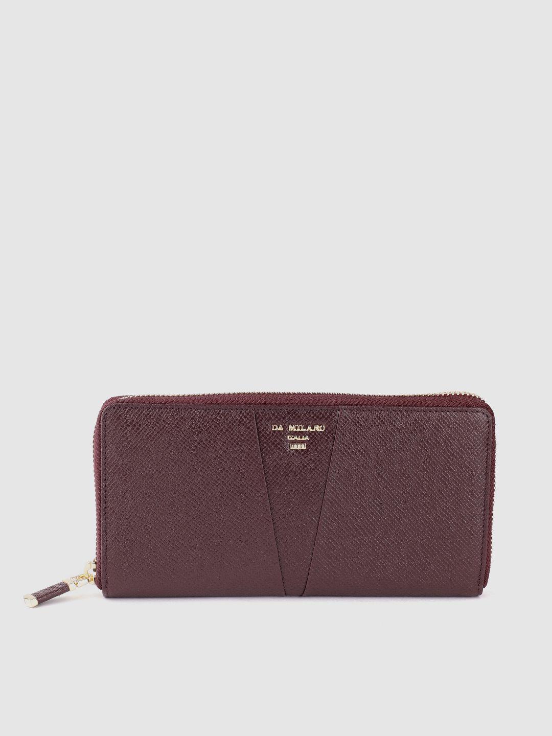 da milano women textured leather zip around wallet