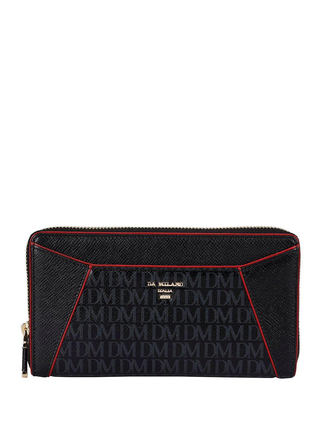 da milano women typography textured leather zip around wallet