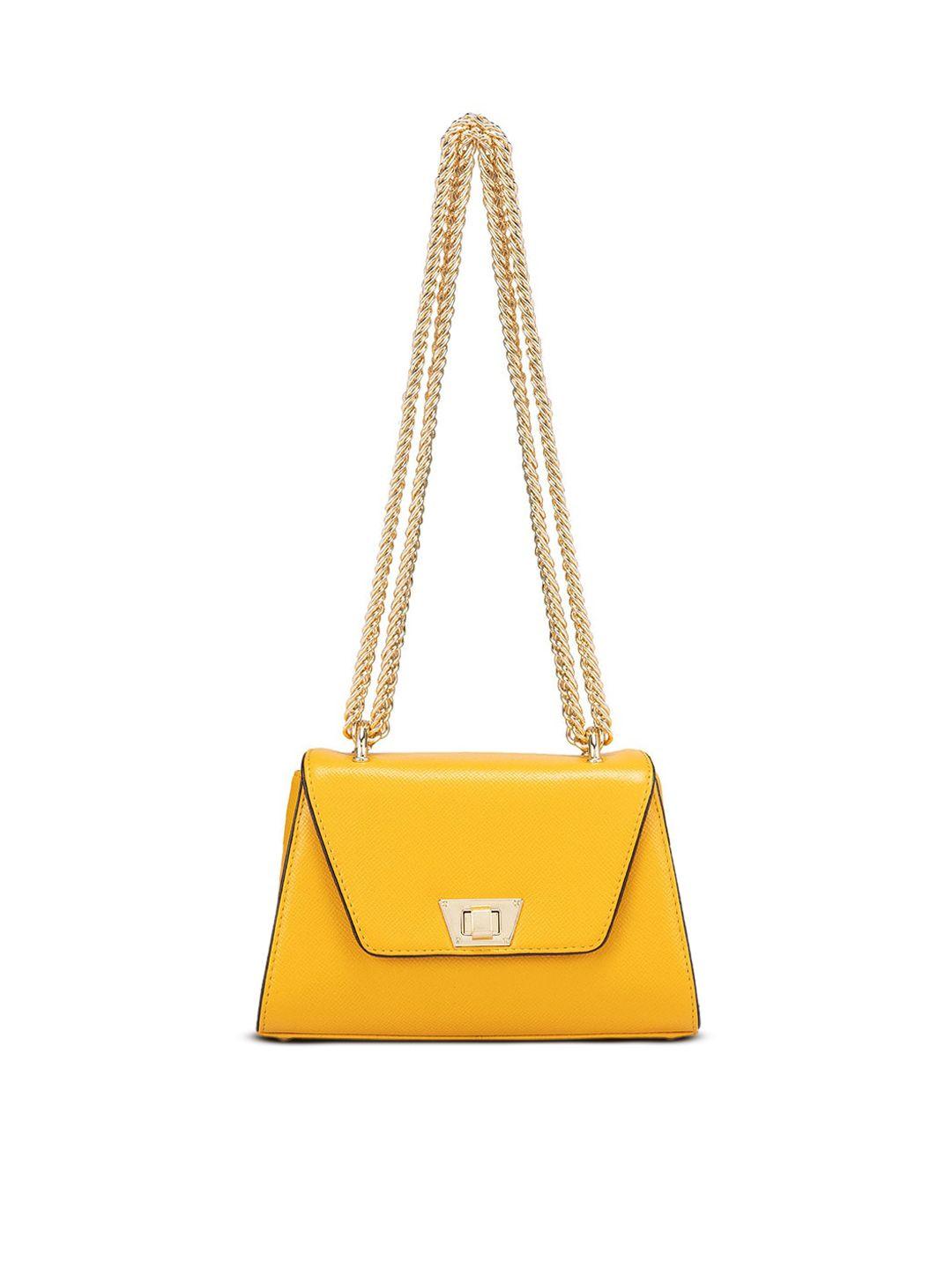 da milano yellow leather structured sling bag with quilted
