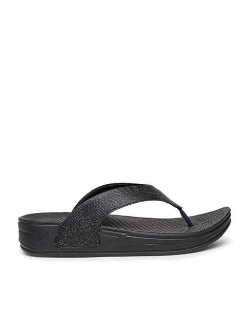 da naturo women's alviria onyx black thong wedges